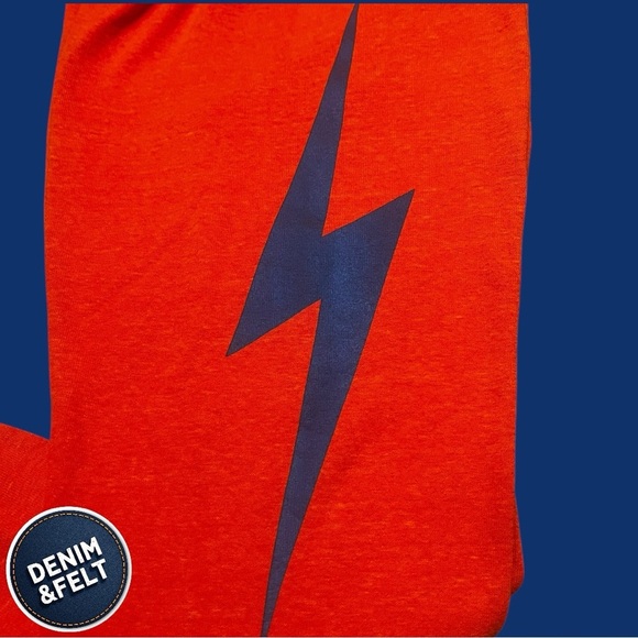 Aviator Nation Unisex Bolt Print Sweatpants/Joggers | Orange w/ Blue Bolt | EUC! - Picture 7 of 13